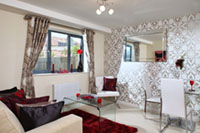 red living room